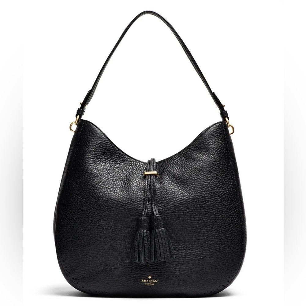 Kate Spade Black Pebbled Leather James Street Mason Bag